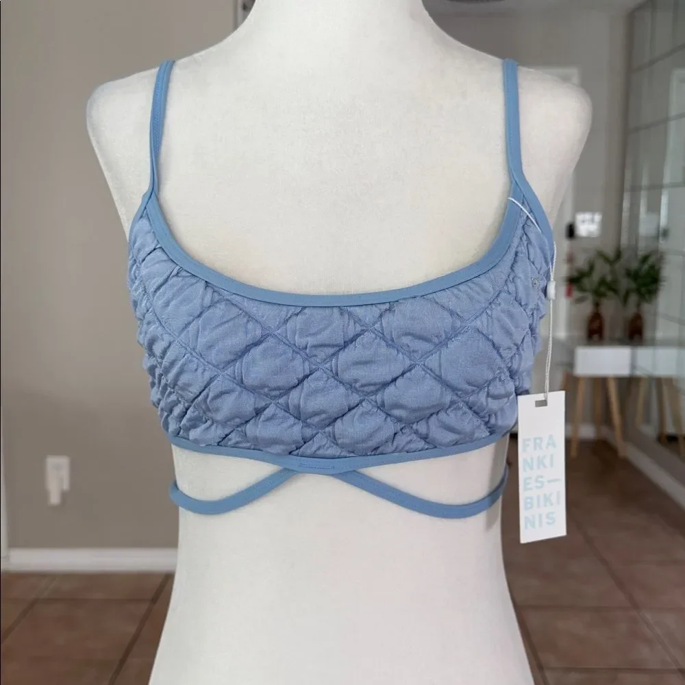 Frankie’s Bikini Waco Wrap Bralette Bikini Top In Baby Blue